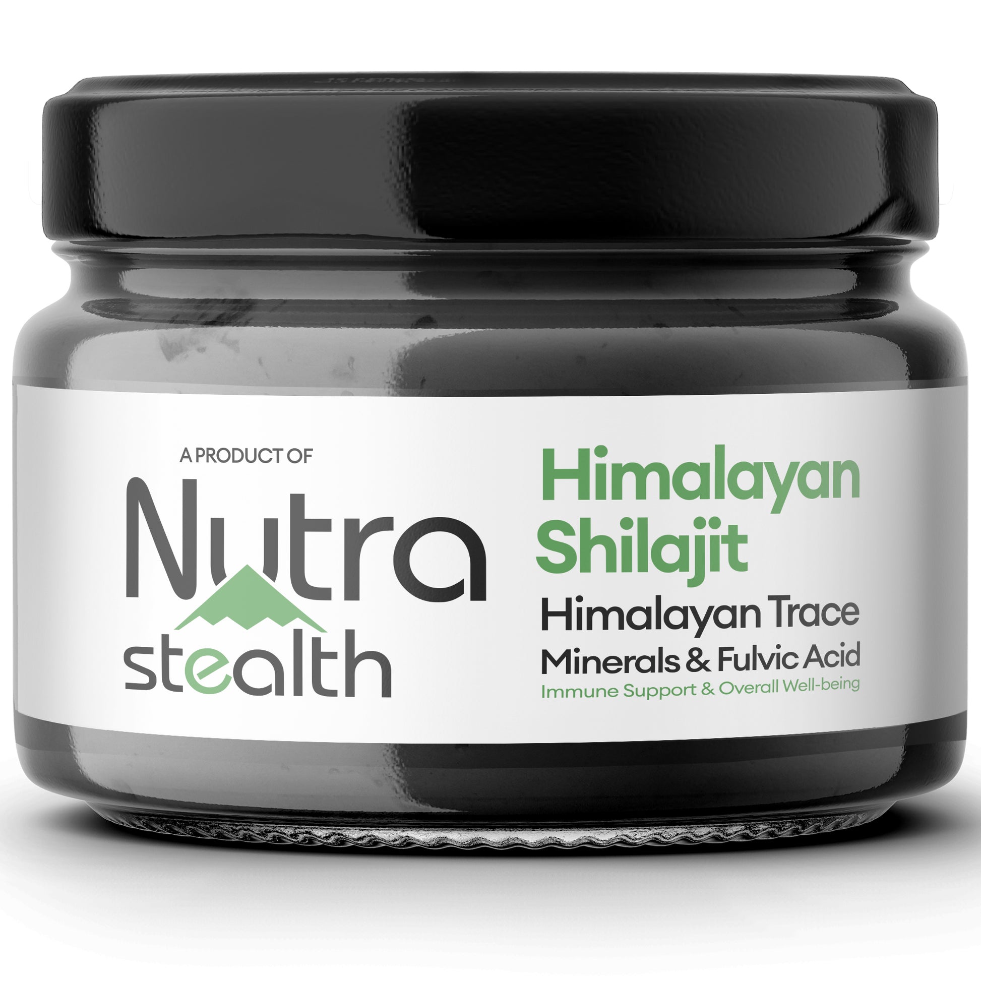 Nutra Stealth Pure Himalayan Shilajit Resin with 85+ Trace Minerals and Fulvic Acid for Immune Support and Overall Well-being. Lab Tested Gold Grade 30g Jar.